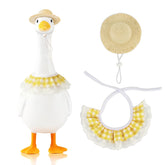 LANGFON goose outfit with straw hat for spring porch decor