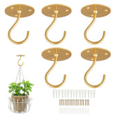 LangPu ceiling hook bright gold for hanging plants, strong support