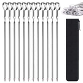 LANNEY 12-inch flat-blade kebab skewers prevent spinning and ensure even seasoning.