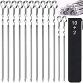 LANNEY 17-inch flat blade kabob skewers for even grilling.