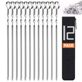 LANNEY 14-inch kebab skewers on grill for even heating and easy flipping