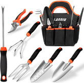 LANNIU Garden Tool Set front view with durable tools for yard tasks.