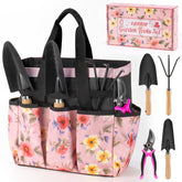 LANNIU pink gardening tools kit box opening, a stylish gift idea for gardeners.