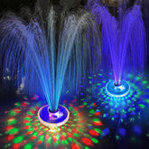LanPool floating fountain with underwater lights enhances pool ambiance.