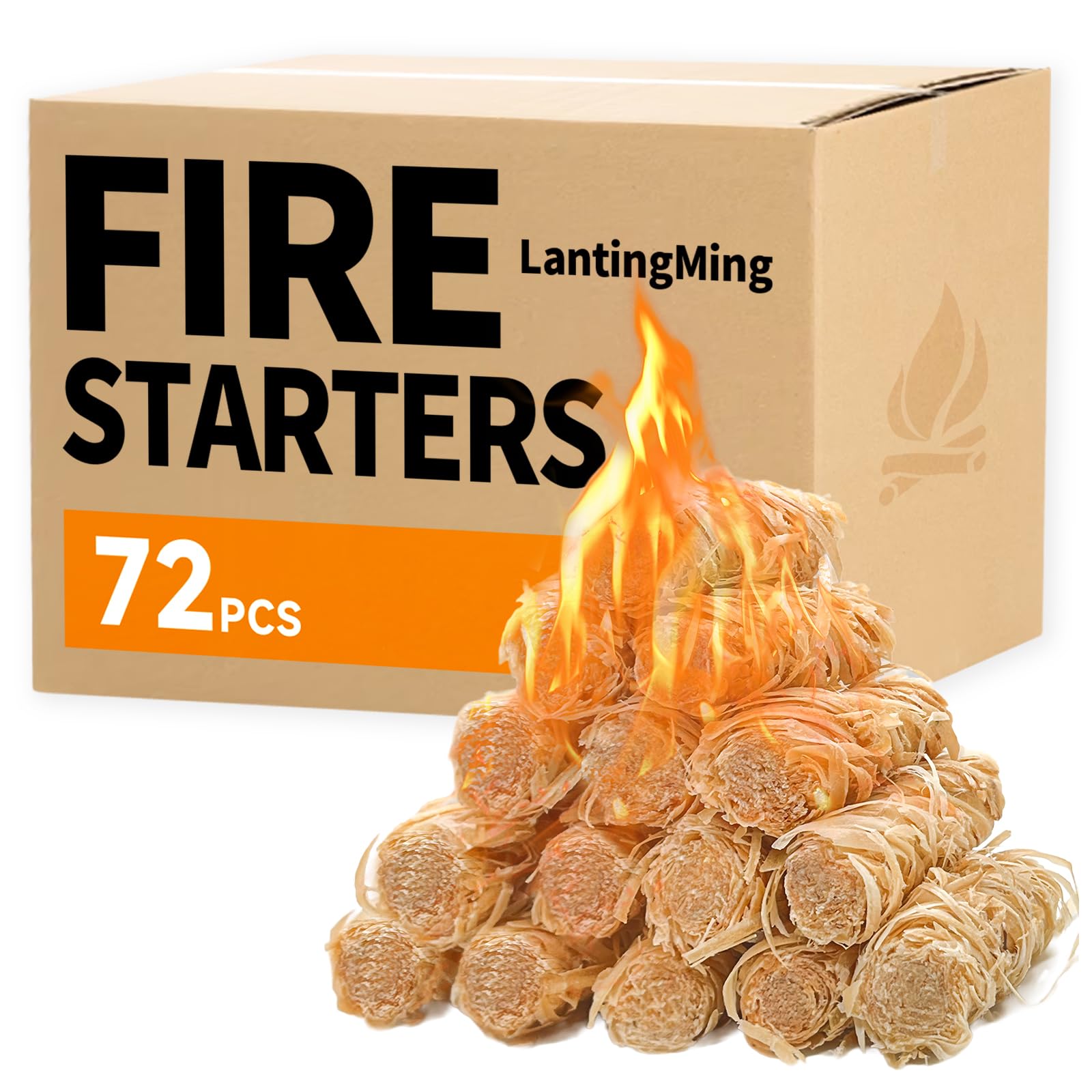 LantingMing fire starters packaging shows versatile 150-piece bundle for indoor and outdoor use