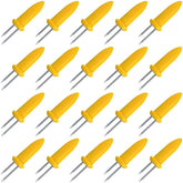 LaoChoes 20-pcs corn holders set in stainless steel for easy grill handling.