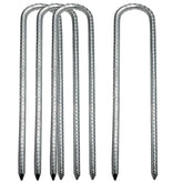 LAOJU ground stakes, 12-inch galvanized steel for secure outdoor anchoring.