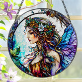 LAOWEIKI 8-inch wavy stained glass panel catching sunlight for vibrant room colors