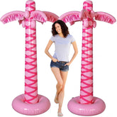 LaRandom giant pink palm tree inflatable for quick outdoor party decoration.