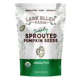 Lark Ellen Farm sprouted pumpkin seeds in a resealable bag for fresh snacking