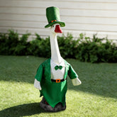 LarpGears porch goose outfit with green top hat boosts curb appeal.