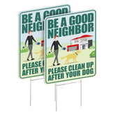 LARREEDE clean up after your dog sign, 12x9, double-sided for clear curbside reminders