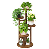 LASZOLA Black 4-Tier Plant Stand front view showcases sturdy multi-level display for small spaces