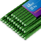 LAVEVE garden stakes 48-inch steel provide sturdy plant support for tomato and cucumber.