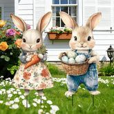 LawnIdyll Easter bunny yard signs with two vintage bunnies brighten lawns for spring curb appeal.