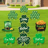 LawnIdyll Irish hat sign with stakes for a festive yard display.