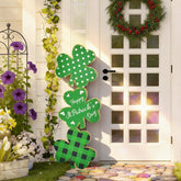 LawnIdyll St Patrick's Day wooden porch sign with shamrocks enhances outdoor welcome areas.