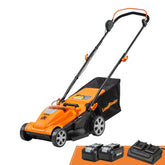 LawnMaster CLMF4815E brushless motor powering quiet mowing action