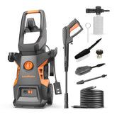 LawnMaster electric pressure washer body for quick outdoor cleaning tasks.