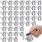 Layhit mini watering can in silver, pack of 50, ideal for gifting and micro garden decor.