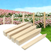 Layrslot wooden stake plant-support for upright vegetable vines.