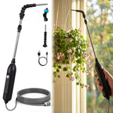 Lazukes high reach water sprayer wand reaching tall indoor plants from ground level, clean and controlled watering.