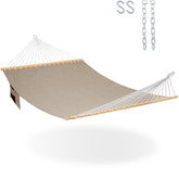 Lazy Daze Hammocks 11ft double hammock in olefin fabric ready for all weather backyard lounging.