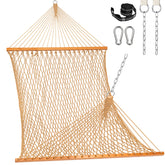 Lazy Daze Hammocks double rope hammock with wood spreader bar for sturdy lounging.