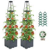 Lazzmonk 2-pack raised garden bed with trellis supports vertical growth.