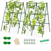 Lazzmonk cucumber trellis A-frame with dual climbing surfaces for vines.