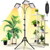 LBW Grow Light tri-head with adjustable arm providing even indoor plant illumination.