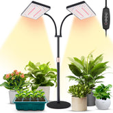 LBW upgraded desk grow light dual-head over indoor plants for even full-spectrum coverage.