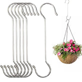 Lchkrep 6-pack 12-inch S hooks for versatile indoor and outdoor hanging.