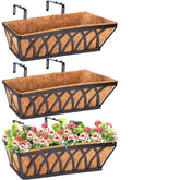 LCHUANG deck railing planter 24in three-pack enhances outdoor spaces with lush greenery.