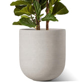 LE TAUCI 12-inch planter front view in neutral gray ceramic for modern interiors.