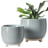 LE TAUCI ceramic pot 6.4 inch diameter in reactive glaze gray, ideal for larger indoor plants