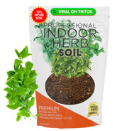 Leaves and Soul soil bag close-up showing premium indoor herb mix