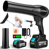 LEAWINDY cordless leaf blower with six-speed control for indoor dusting and outdoor cleanup.