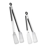 Lebabo metal tongs 9-inch slotted spatula head for precise flipping and turning