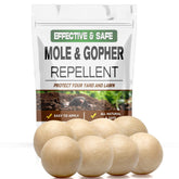 LEBMP mole repellents granules pack protects lawns from burrows and root damage.