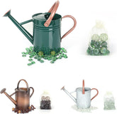 Lechloris metal 1-gallon watering can in forest green for indoor and outdoor use.