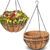 Legigo 12-inch metal hanging basket with coconut coir liner for outdoor airflow