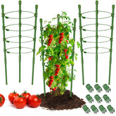 Legigo 3-pack plant cages in green steel with adjustable rings supporting tomato growth