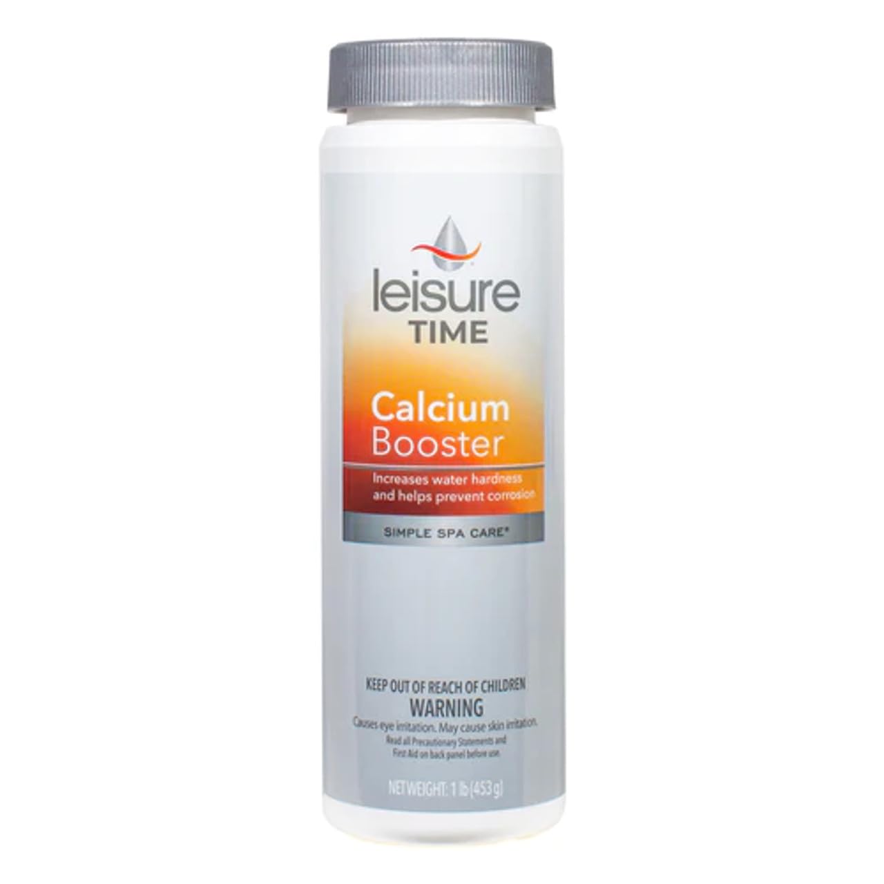 Leisure Time Calcium Booster bottle close-up showing balanced spa water benefits