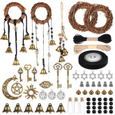 Leitee witch bells door decor wreath ready to hang for protective ambiance.