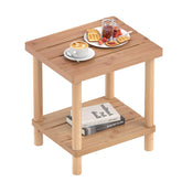 LEJANEOYE outdoor side table with upper-lower bamboo tiers for sturdy surface