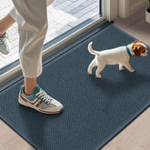 LEKEEPGO door mat cyan blue top view showing absorbent surface for moisture and dirt control