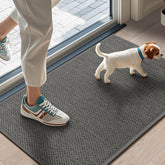 LEKEEPGO door mat 17x29 at front entryway demonstrating moisture and dirt absorption