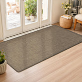 LEKEEPGO ultra-thin door mat front view with slim profile and brown finish, fit under doors