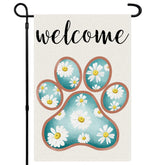 Lemicin Welcome Spring Dog Paw Flag with paw print brings bright, welcoming garden decor.